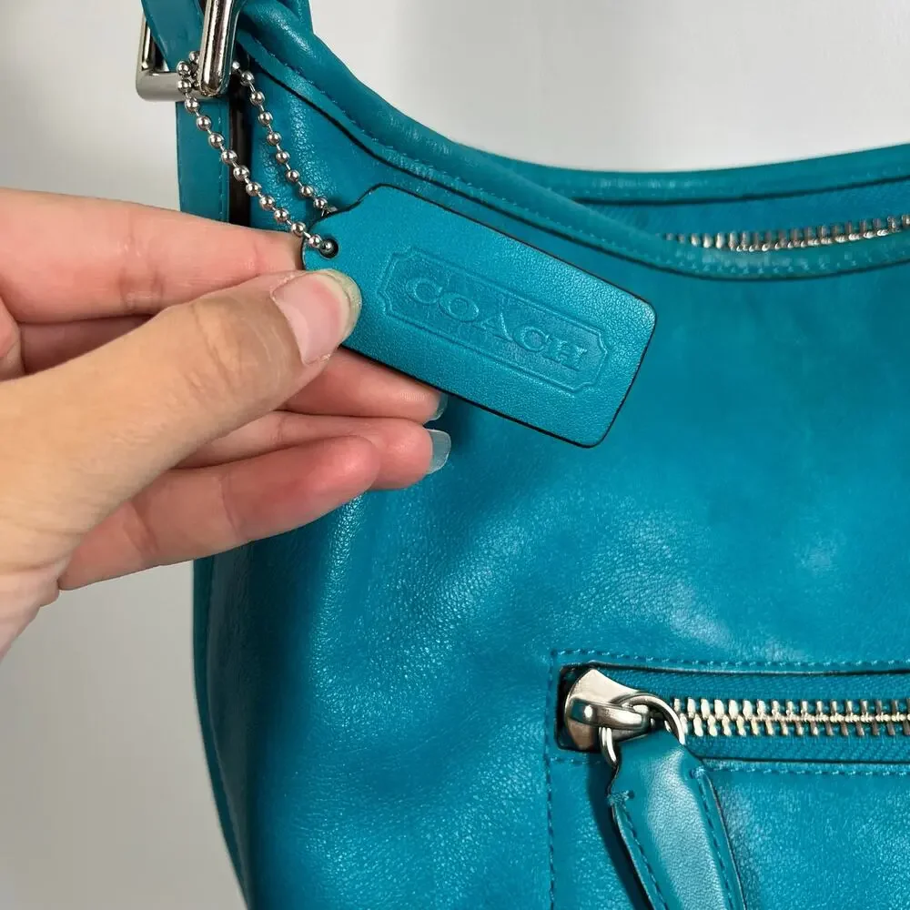 Coach Legacy Leather Duffle Crossbody Bag Turquoise 19889 Classic Preppy